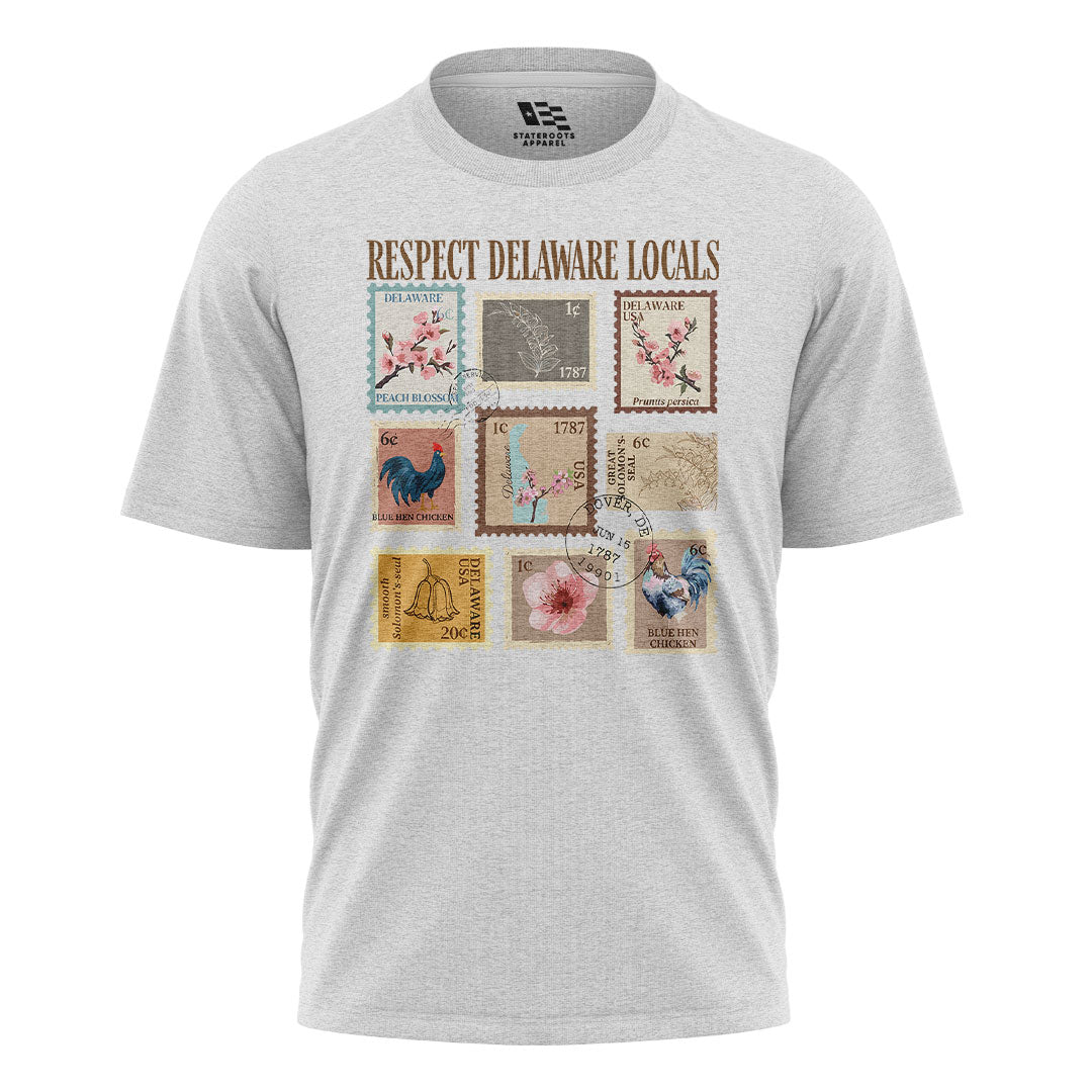 Respect Delaware Locals T-Shirt | Vintage Stamps Tee - white - image 2