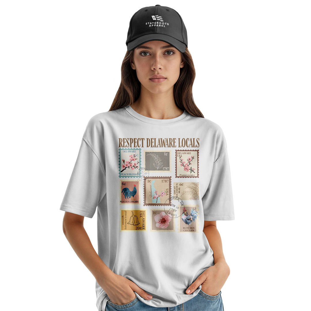 Respect Delaware Locals T-Shirt | Vintage Stamps Tee - white - image 8