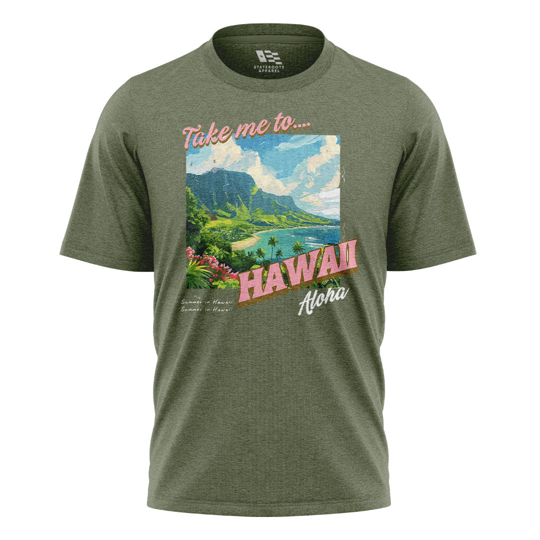 Take Me to Hawaii Aloha Summer Tee - Military Green flatlay