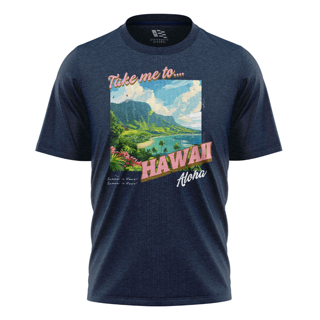 Take Me to Hawaii Aloha Summer Tee - Navy flatlay