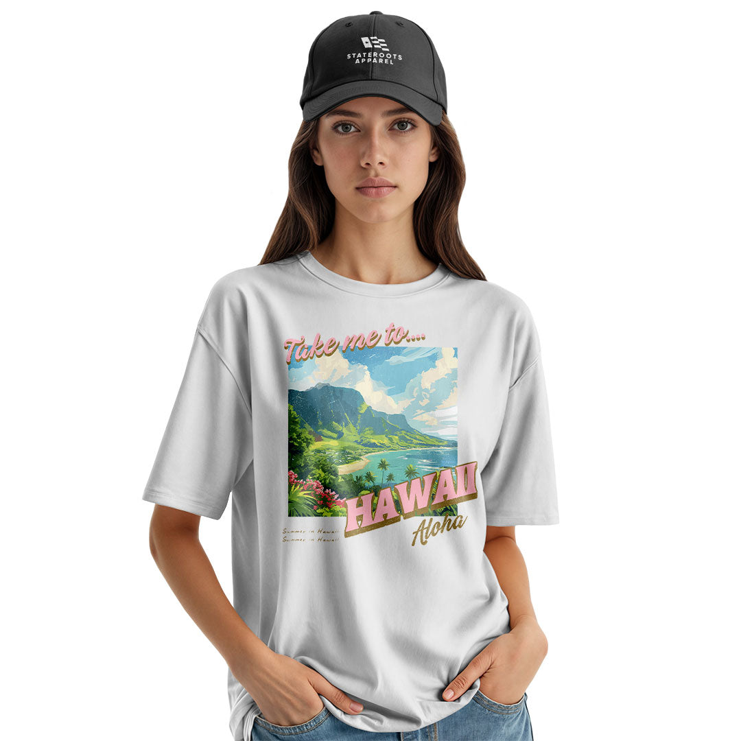 Take Me to Hawaii Aloha Summer Tee - White view