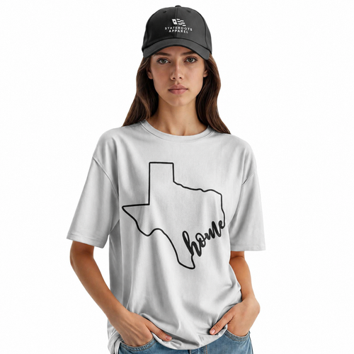 Texas Home T-Shirt | Minimalist State Outline Home Sweet Home Tee