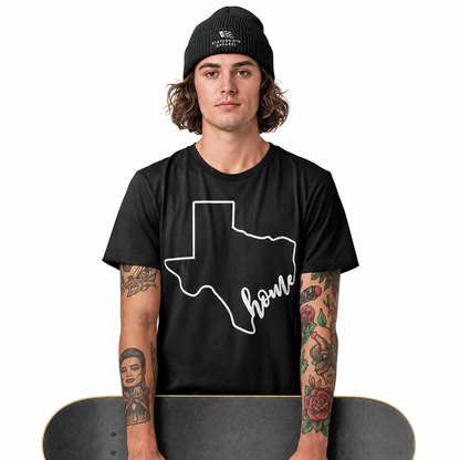 Texas Home T-Shirt | Minimalist State Outline Home Sweet Home Tee