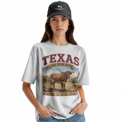 Texas Lone Star State T-Shirt | Vintage Longhorn Steer Souvenir Western Tee