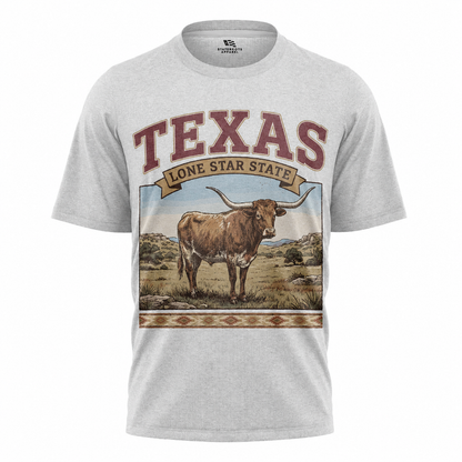 Texas Lone Star State T-Shirt | Vintage Longhorn Steer Souvenir Western Tee