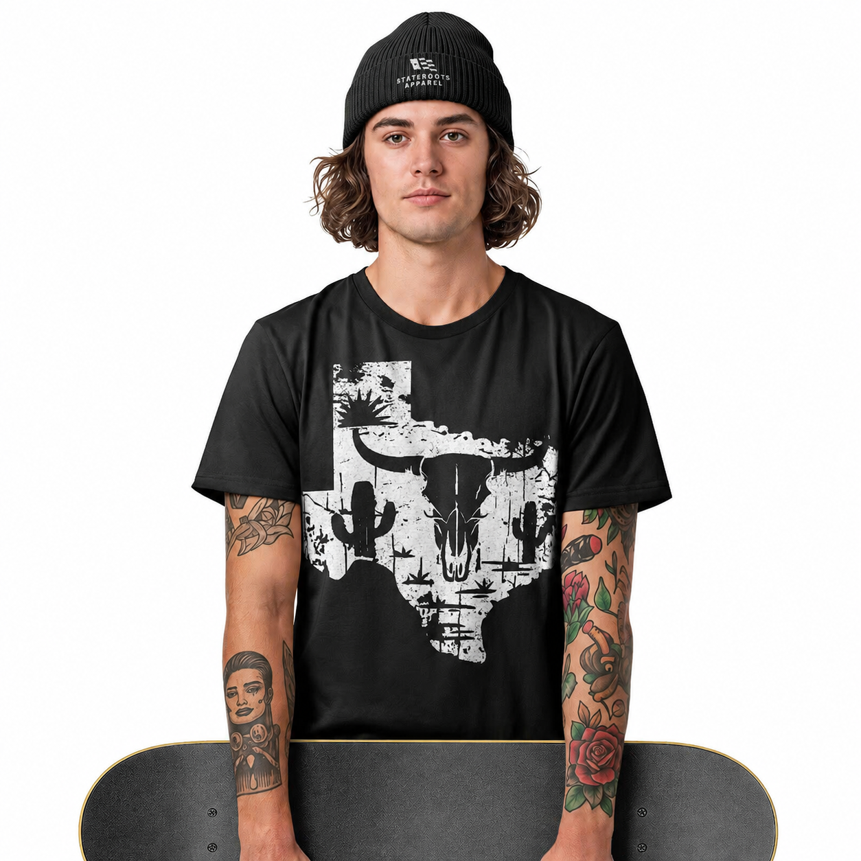 Texas State T-Shirt | Western Longhorn Skull Cactus Desert Tee