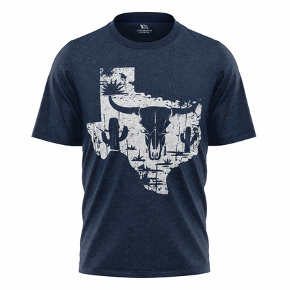Texas State T-Shirt | Western Longhorn Skull Cactus Desert Tee