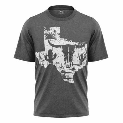 Texas State T-Shirt | Western Longhorn Skull Cactus Desert Tee