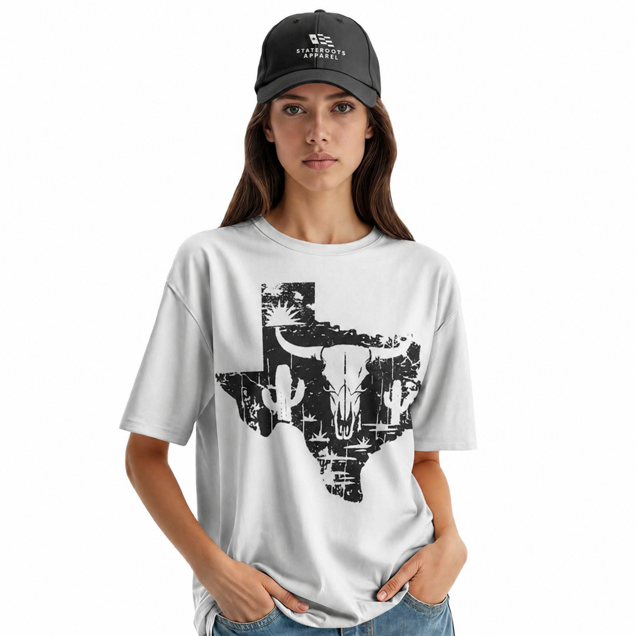 Texas State T-Shirt | Western Longhorn Skull Cactus Desert Tee
