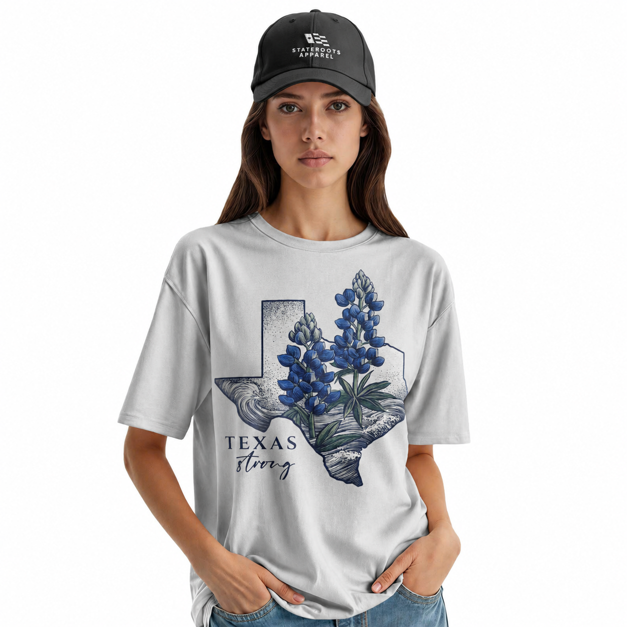 Texas Strong T-Shirt | Bluebonnet State Flower Watercolor Tee