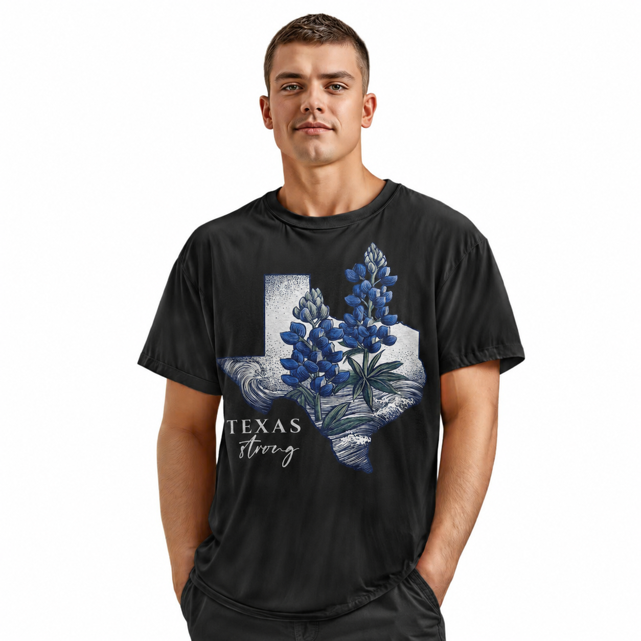 Texas Strong T-Shirt | Bluebonnet State Flower Watercolor Tee