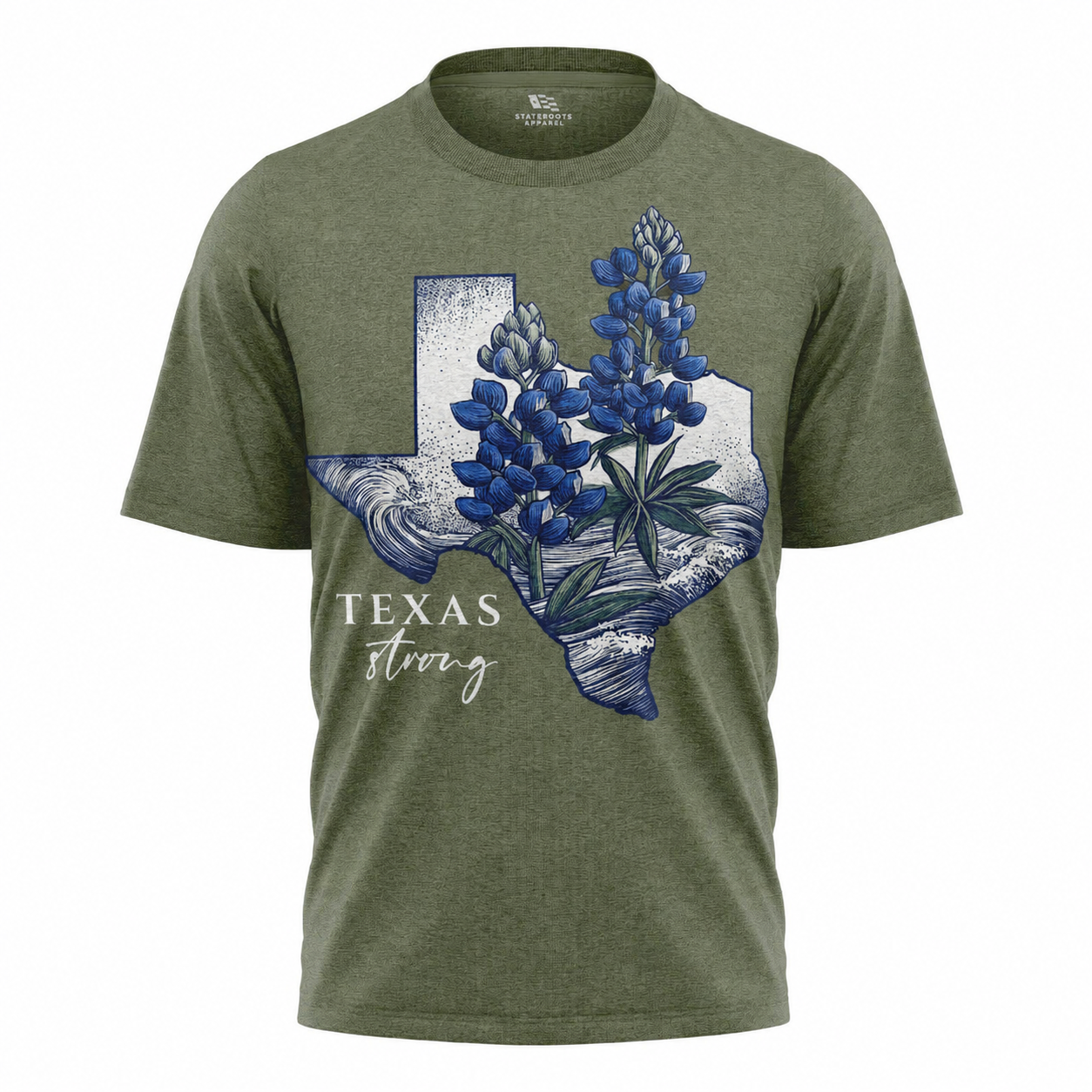 Texas Strong T-Shirt | Bluebonnet State Flower Watercolor Tee