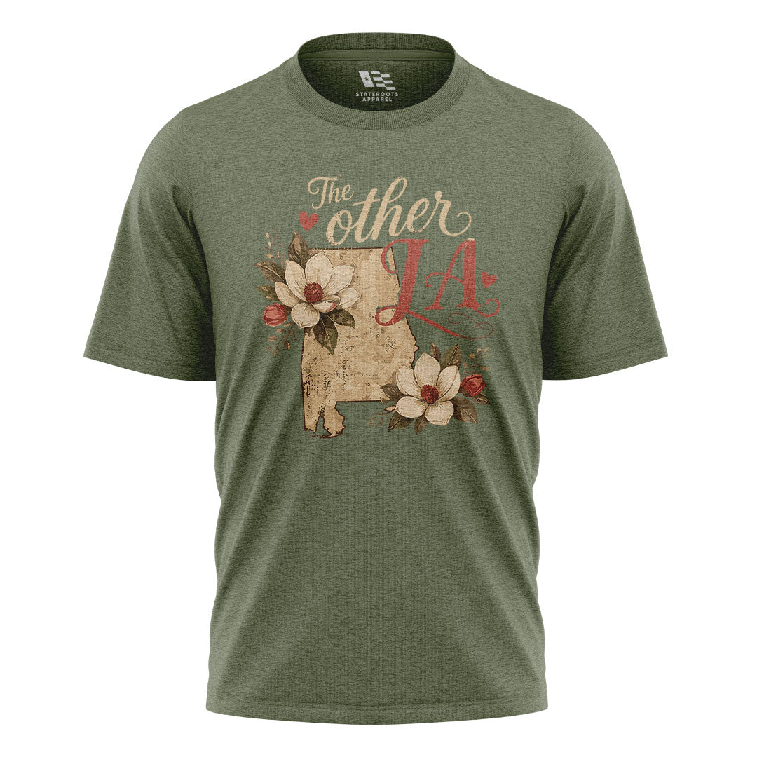 The Other LA Louisiana Magnolia T-Shirt | Vintage Tee - Military Green #1