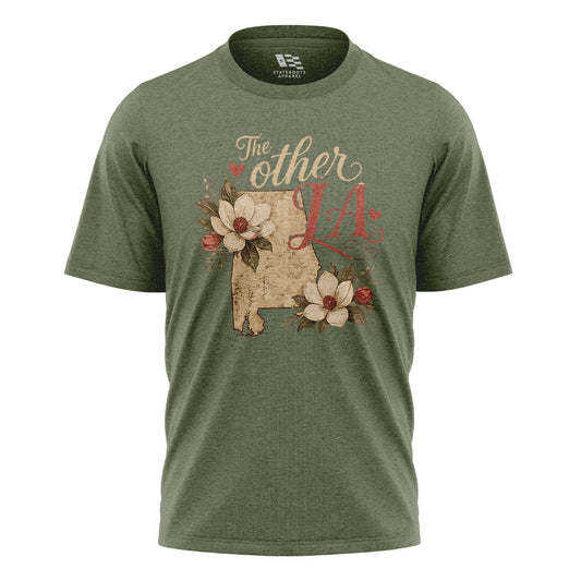 The Other LA Louisiana Magnolia T-Shirt | Vintage Tee - Military Green #1