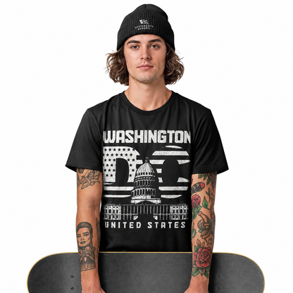 Washington DC American Flag T-Shirt | United States Patriotic Capital Tee