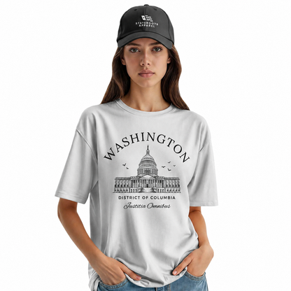 Washington DC Capitol Crest T-Shirt | Justitia Omnibus District of Columbia Tee