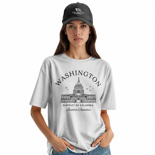 Washington DC Capitol Crest T-Shirt | Justitia Omnibus District of Columbia Tee