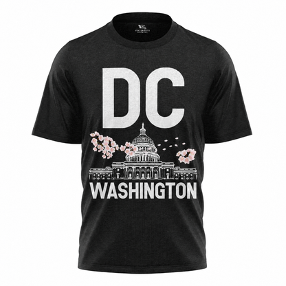 Washington DC Cherry Blossom T-Shirt | Capitol Bold Typography Tee