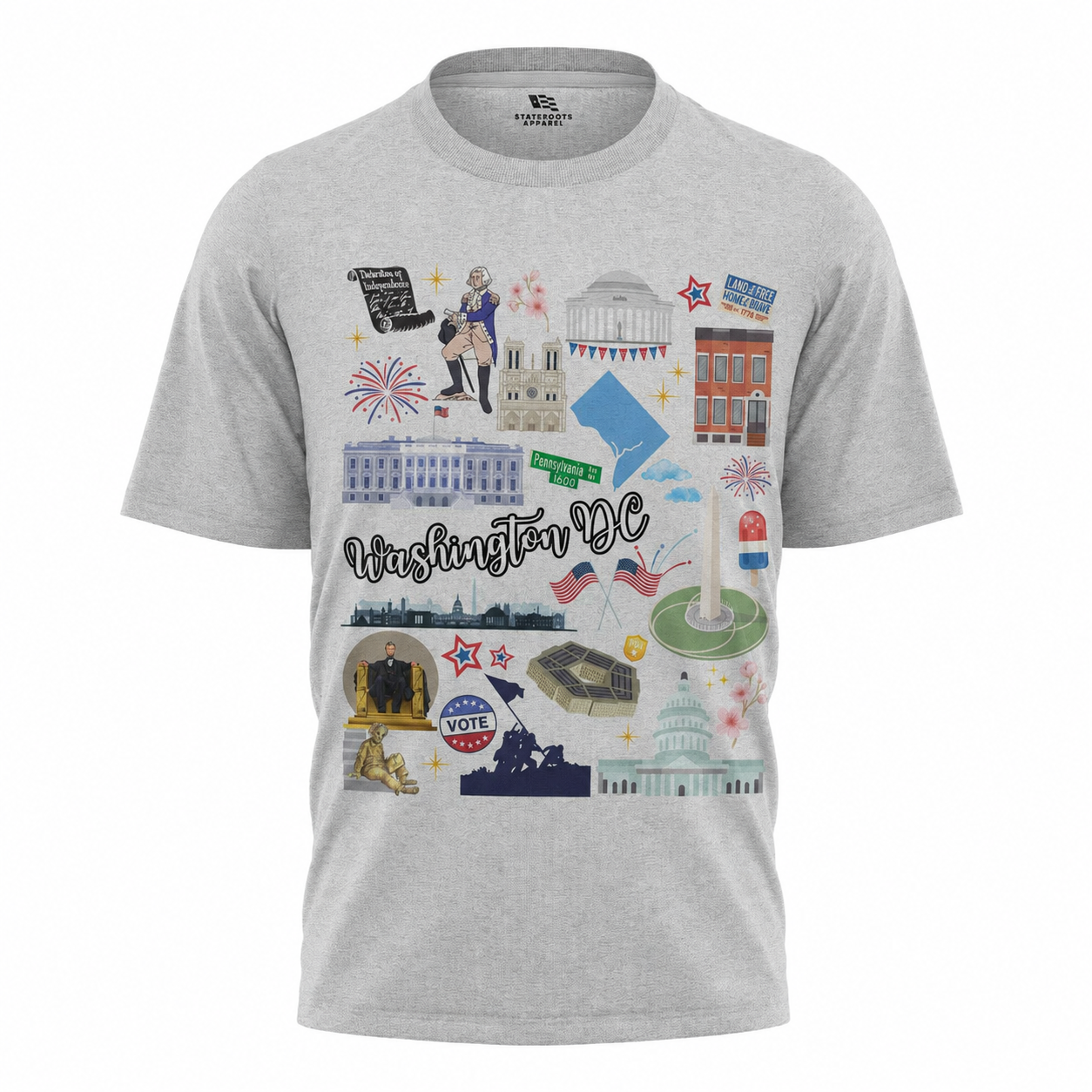 Washington DC Landmarks T-Shirt | Capital City Illustrated Souvenir Tee