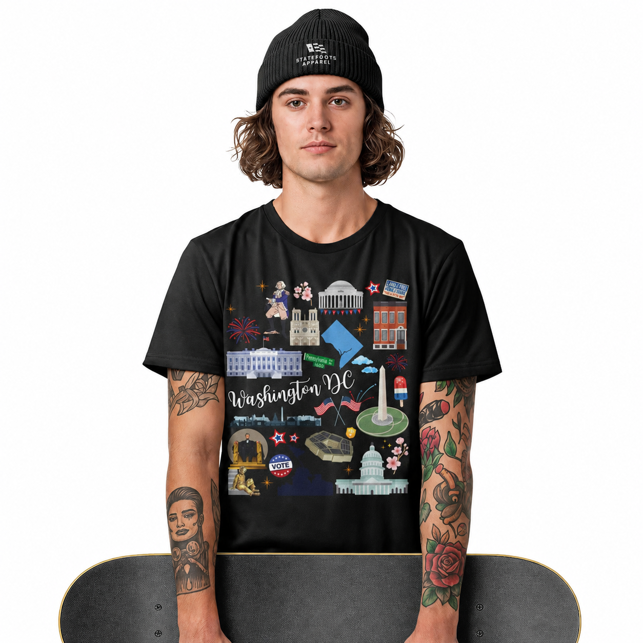 Washington DC Landmarks T-Shirt | Capital City Illustrated Souvenir Tee
