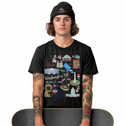 Washington DC Landmarks T-Shirt | Capital City Illustrated Souvenir Tee