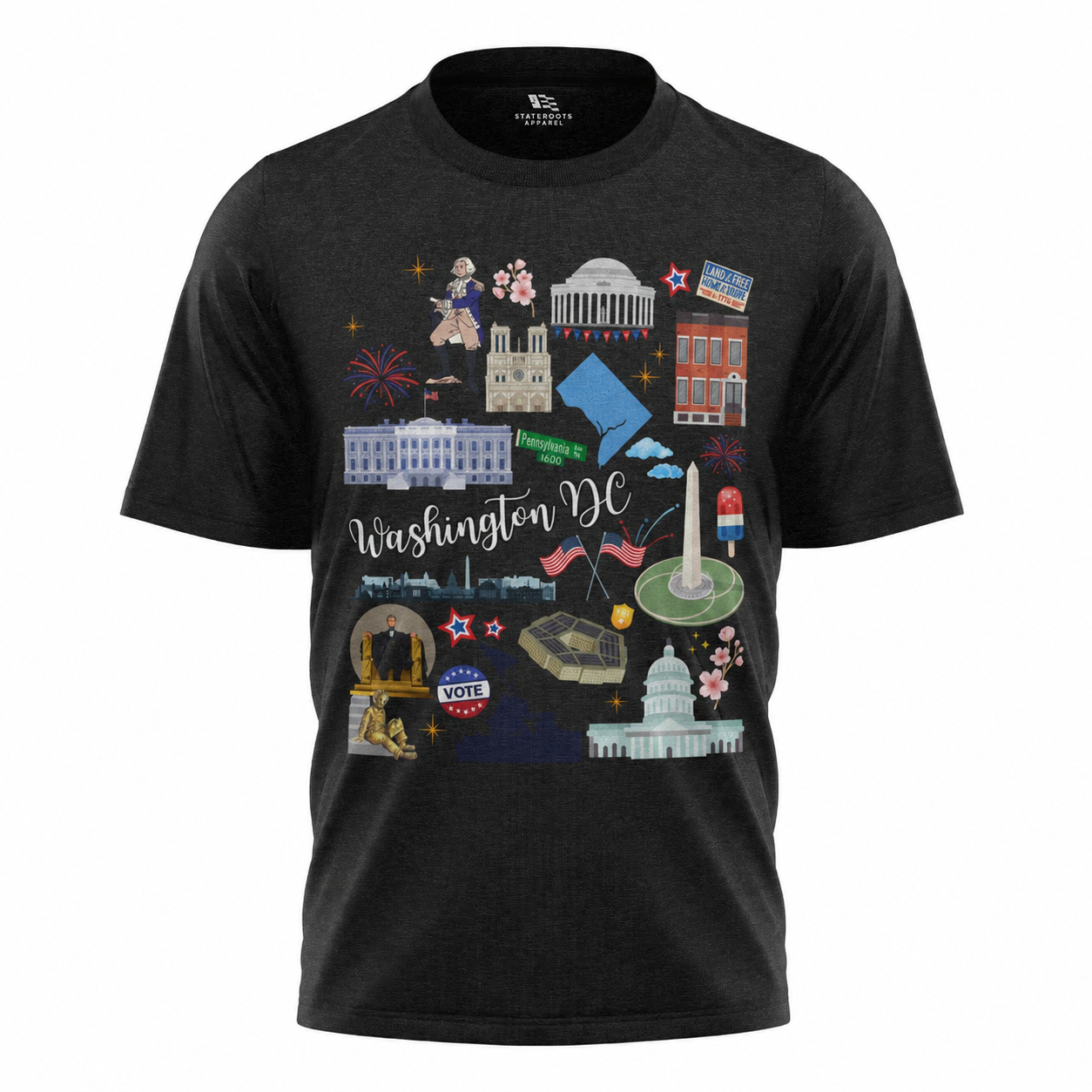 Washington DC Landmarks T-Shirt | Capital City Illustrated Souvenir Tee