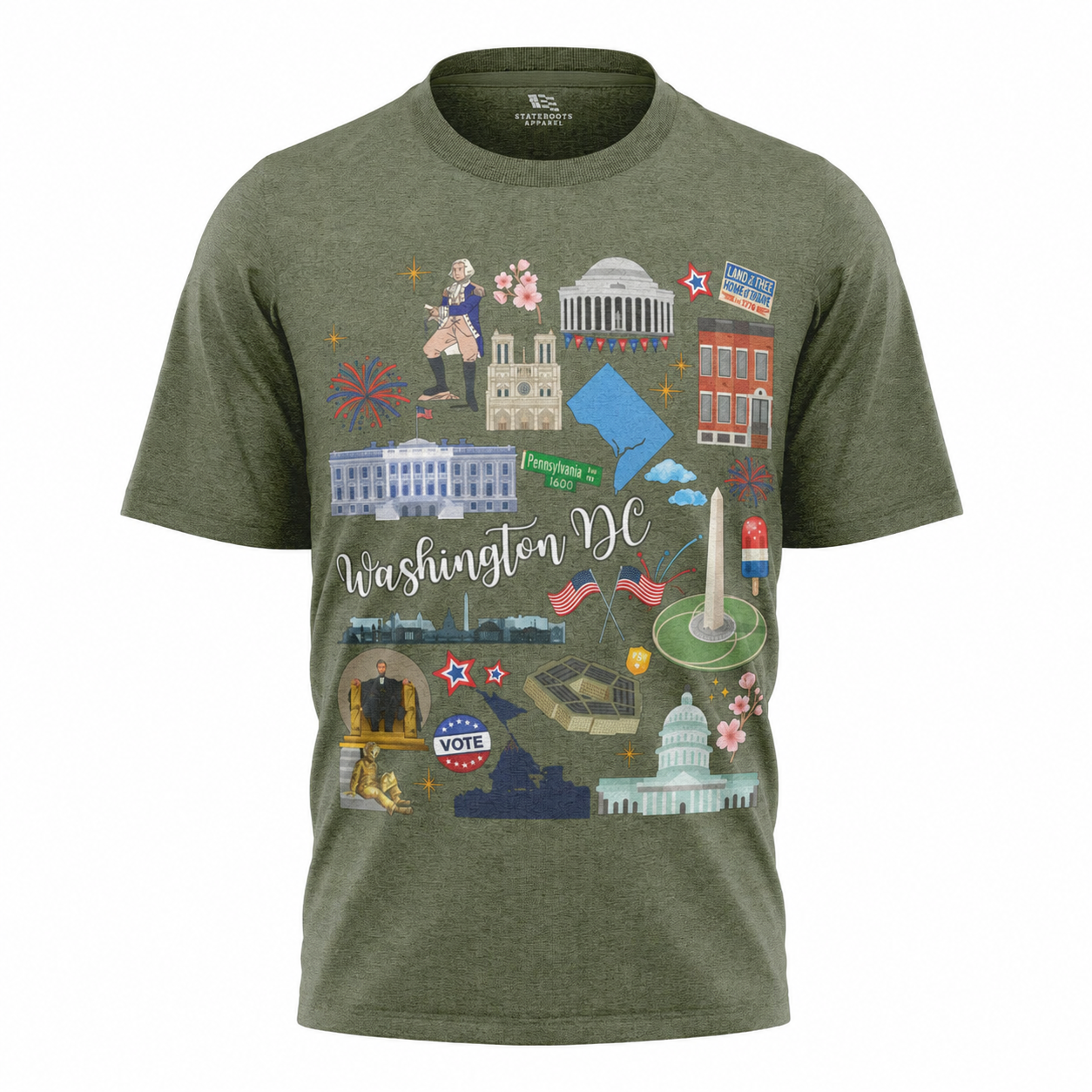 Washington DC Landmarks T-Shirt | Capital City Illustrated Souvenir Tee
