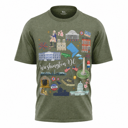 Washington DC Landmarks T-Shirt | Capital City Illustrated Souvenir Tee