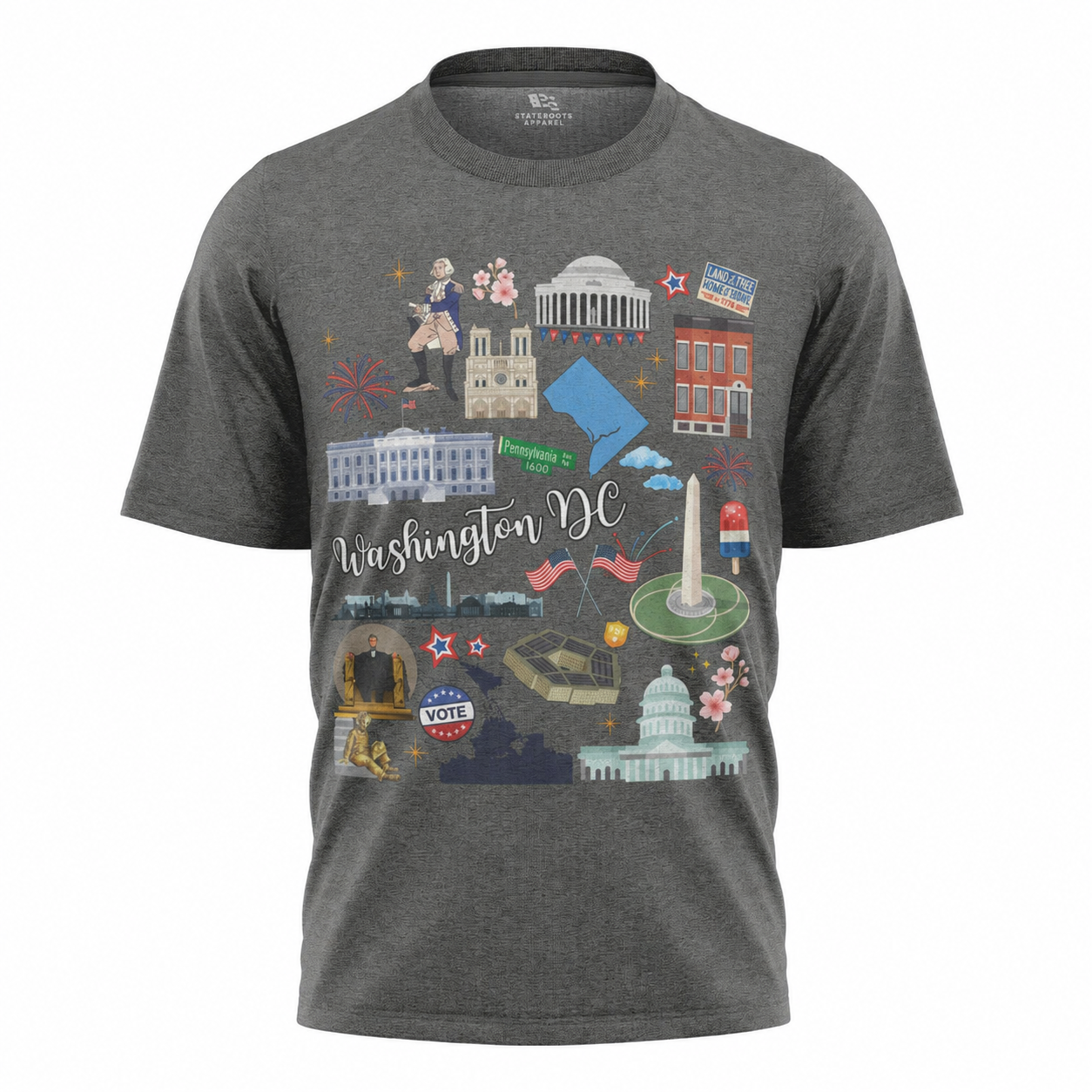 Washington DC Landmarks T-Shirt | Capital City Illustrated Souvenir Tee