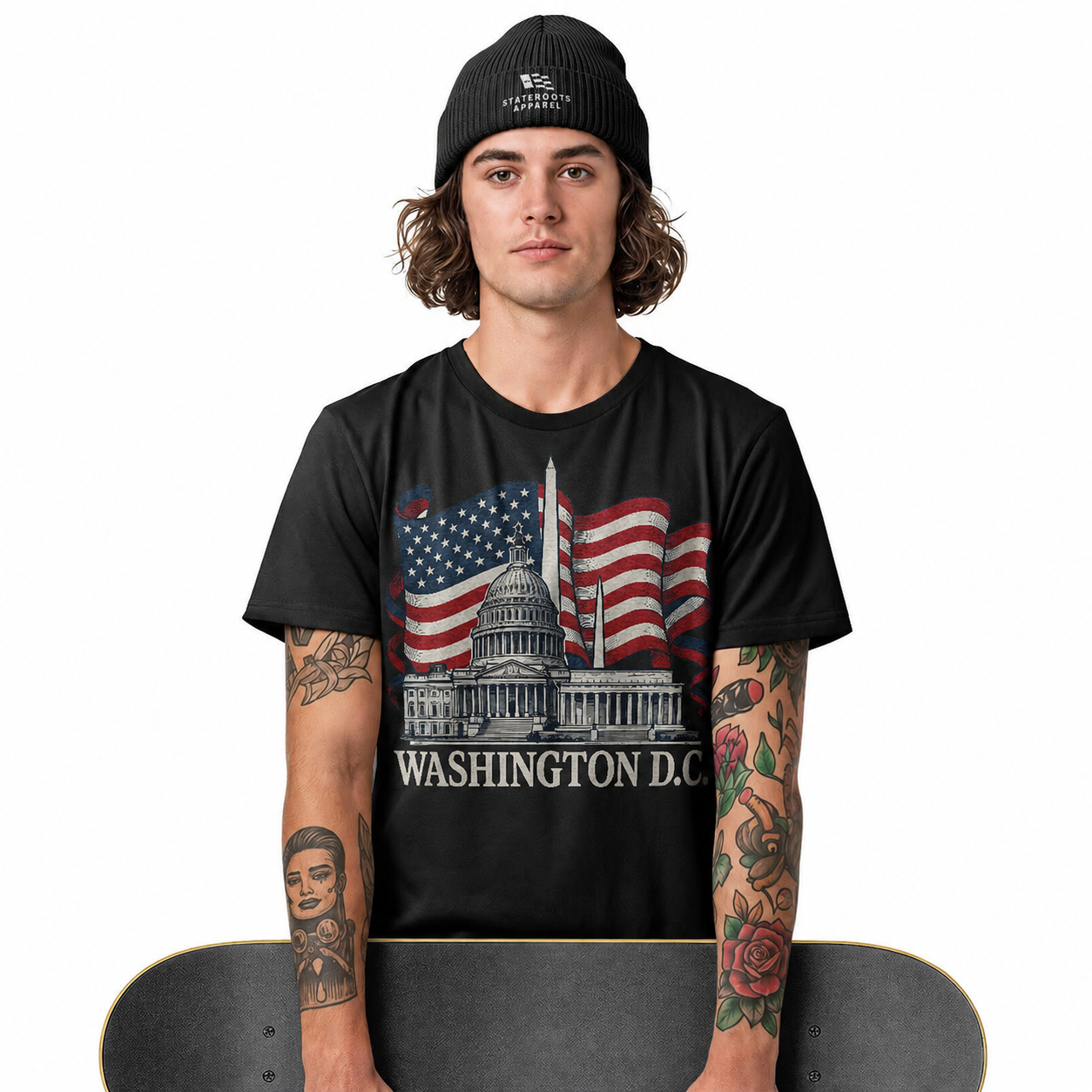 Washington DC Patriotic T-Shirt | Capitol Monument American Flag Souvenir Tee