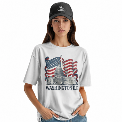 Washington DC Patriotic T-Shirt | Capitol Monument American Flag Souvenir Tee