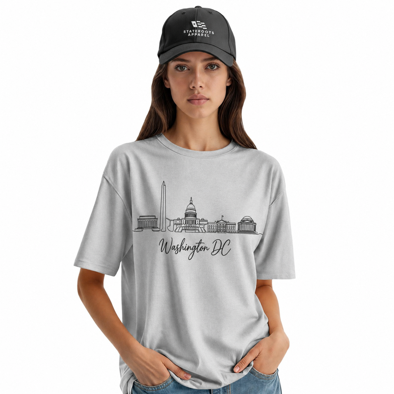 Washington DC Skyline Sketch T-Shirt | Hand Drawn Cursive Souvenir Tee
