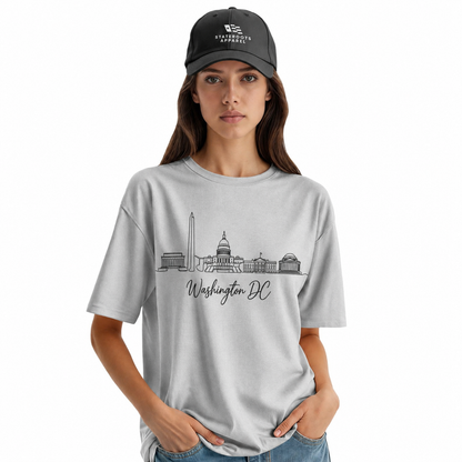 Washington DC Skyline Sketch T-Shirt | Hand Drawn Cursive Souvenir Tee