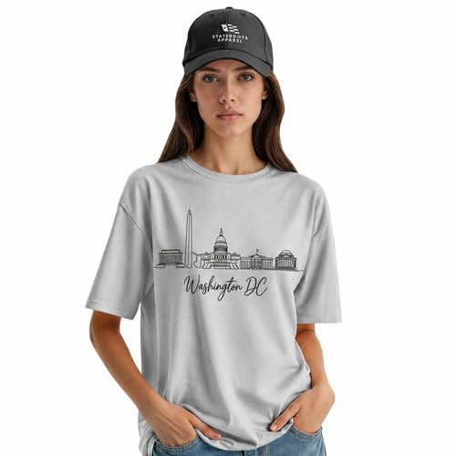 Washington DC Skyline Sketch T-Shirt | Hand Drawn Cursive Souvenir Tee