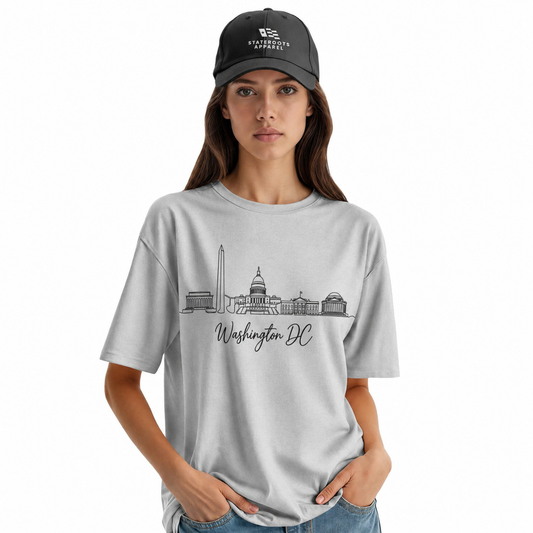 Washington DC Skyline Sketch T-Shirt | Hand Drawn Cursive Souvenir Tee