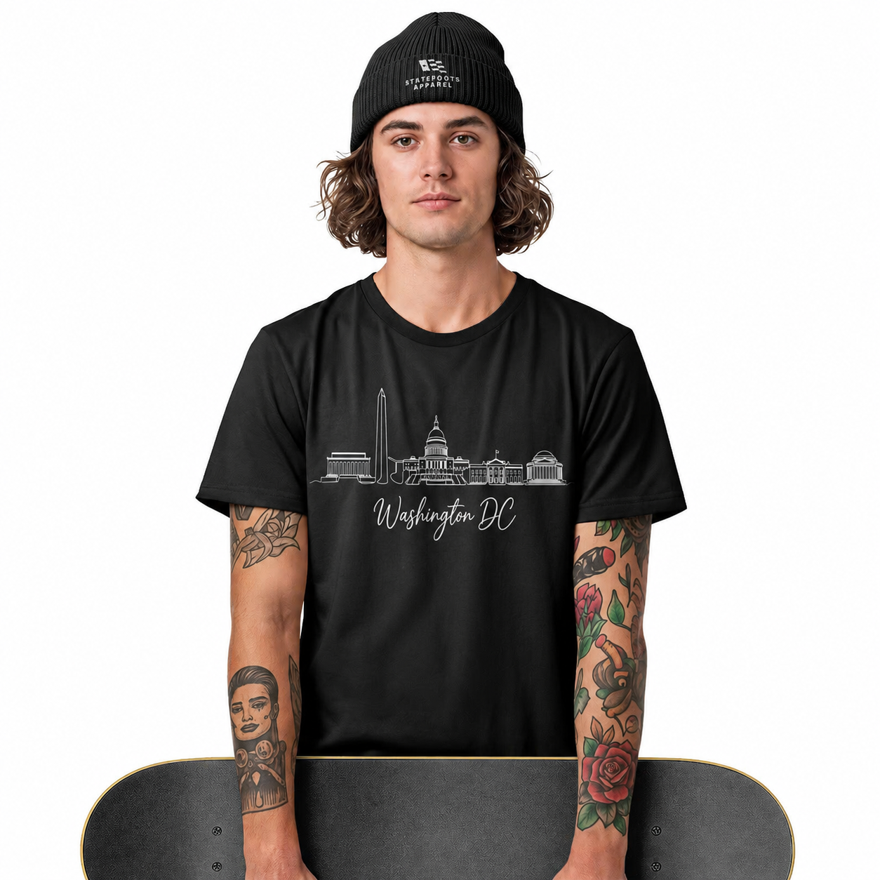 Washington DC Skyline Sketch T-Shirt | Hand Drawn Cursive Souvenir Tee