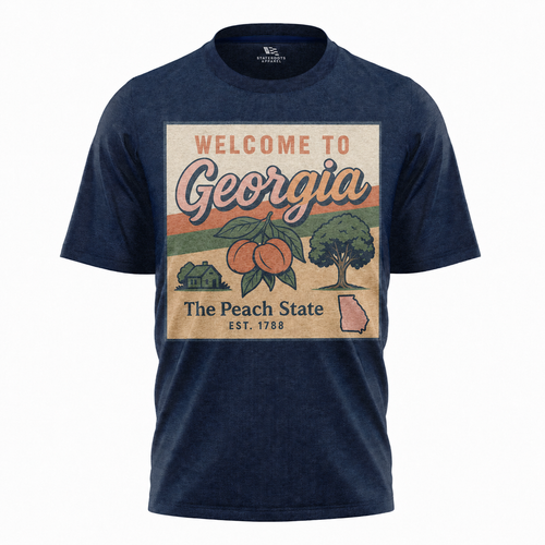 Welcome to Georgia T-Shirt | Peach State Retro Postcard Souvenir Tee