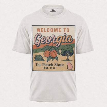 Welcome to Georgia T-Shirt | Peach State Retro Postcard Souvenir Tee